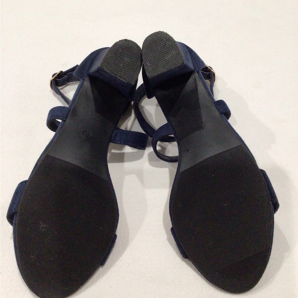 Trary Sexy Suede Navy Blue Heels with Sparkly Straps Women’s Size 8 - Picture 5 of 6